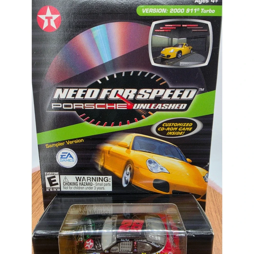 Texaco Need for Speed Porsche Unleashed PC Game & #28 Havoline Diecast 1:64 Car